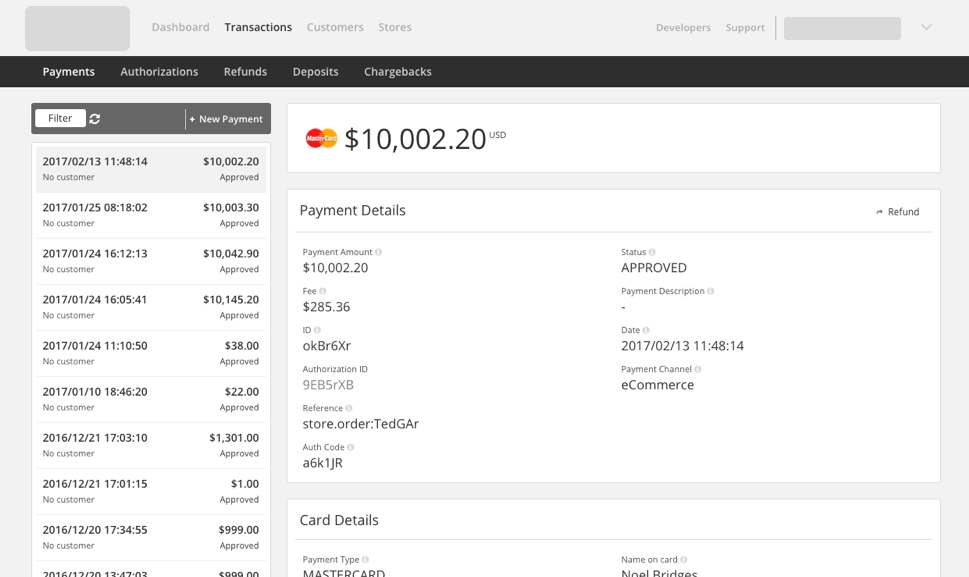 Payment view in Simplify Commerce